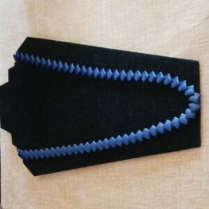 Vintage Trifari Overlapping Square Navy Lucite Plastic Bead Necklace